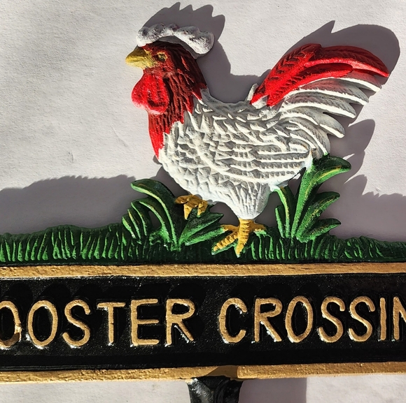 Cast Iron Rooster Crossing Sign - Picture 2 of 4